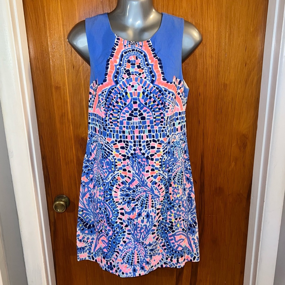 Lilly Pulitzer Blue & Pink Mosaic-Print Sleeveless Mini Dress